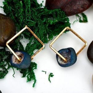 Minimalist geometric Statement gold earrings